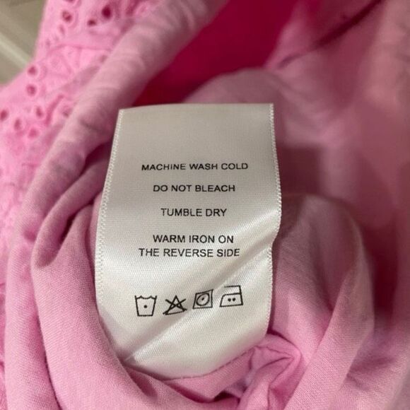 Cartolina Nantucket Dress Womens No Sz Eyelet Bubble Gum Pink Hamptons Yachtcore - Picture 3 of 7